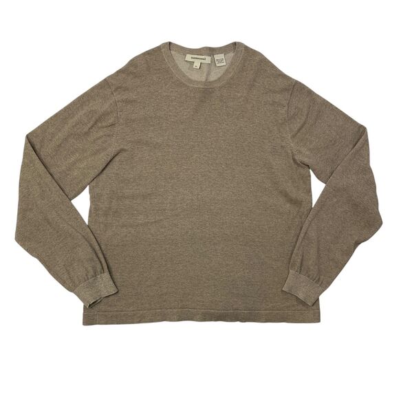 Pronto Uomo Sweater Mens XL Extra Large Stone Ribbed Cuffed Long Sleeve Cotton - Picture 1 of 10